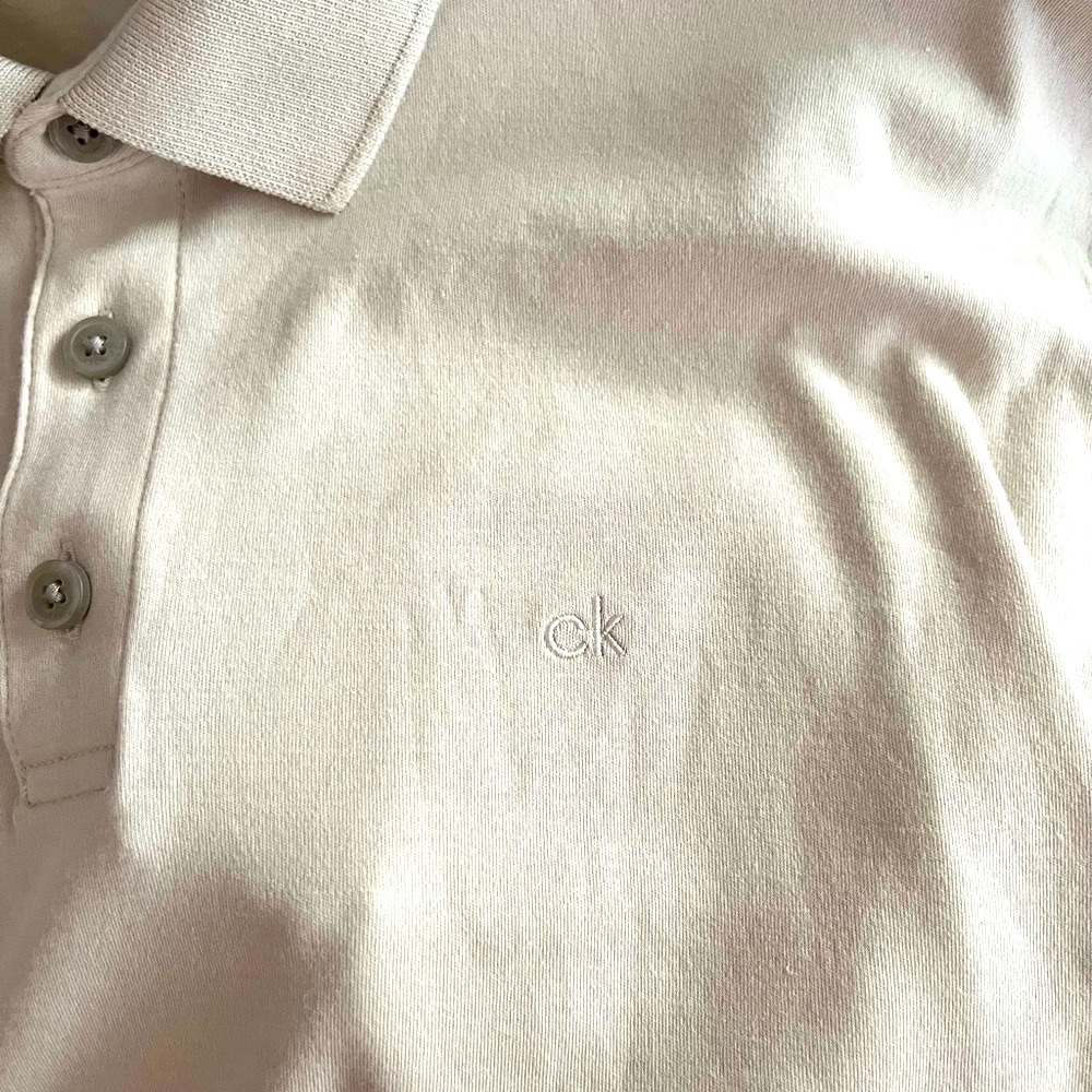 Calvin Klein Men's Cream Beige Polo Shirt - Picture 5 of 6